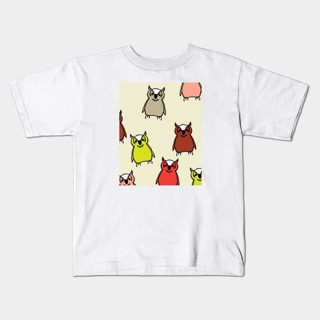 Owl Pattern Kids T-Shirt by AnimalPatterns